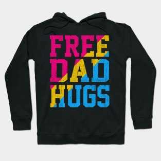 Rainbow pansexual LGBT Pride love Distressed Free Dad Hugs Hoodie